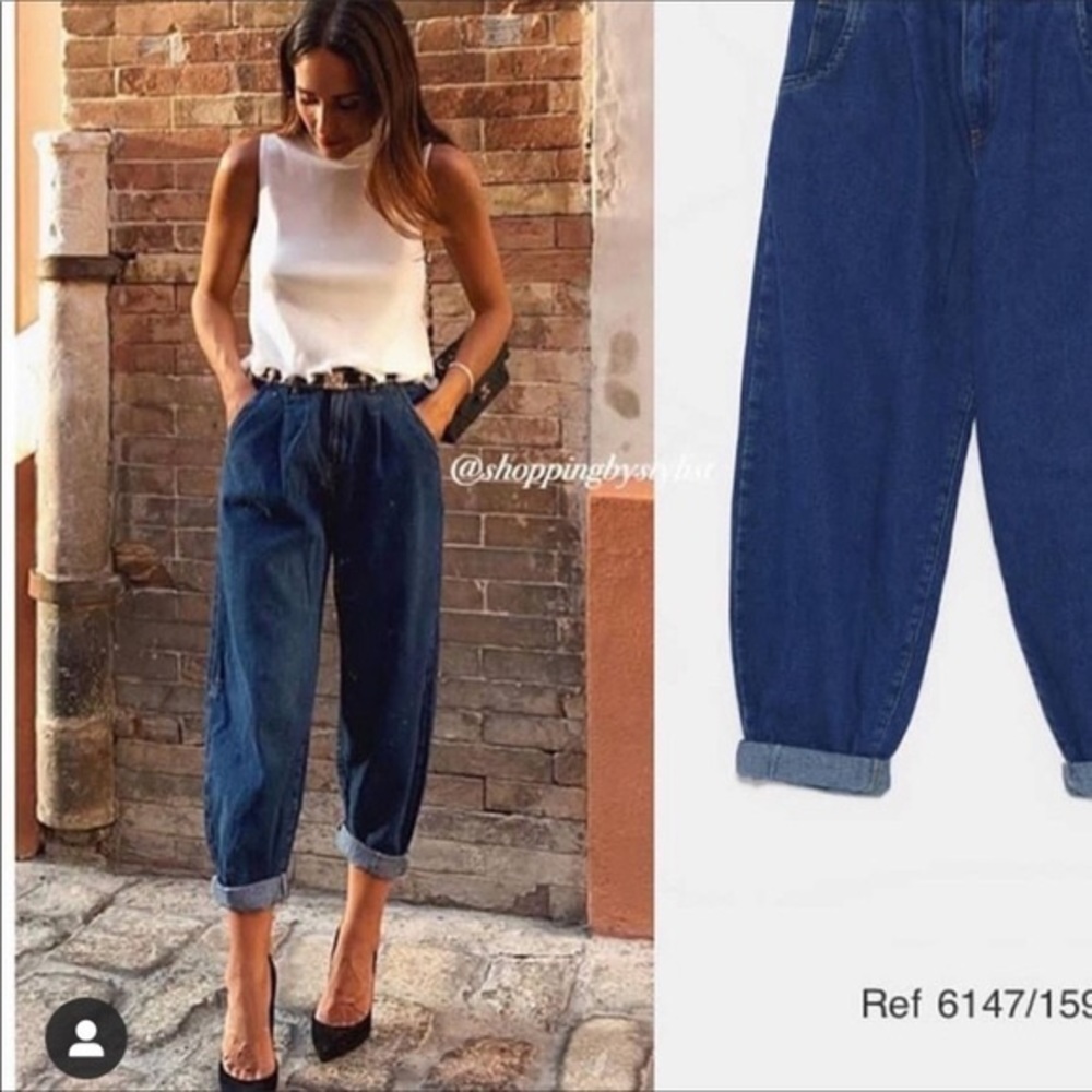Zara Navy slouchy jeans